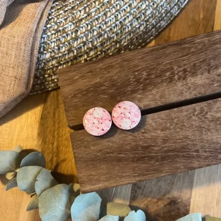 Pink roses Wooden Stud