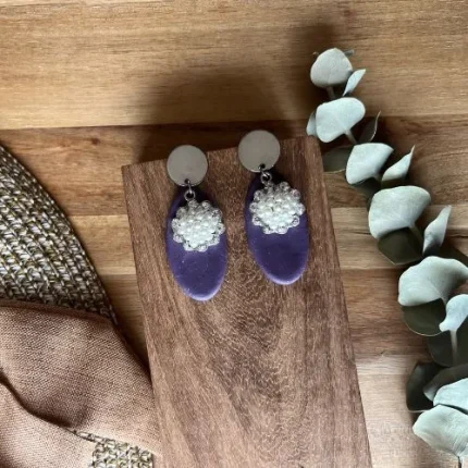 Purple Drops With Pearl Clusters